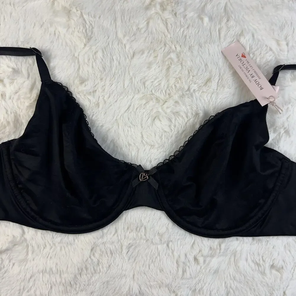 Victoria's Secret Body‎ by Victoria Smooth Black Unlined Demi Underwire Bra 32DD